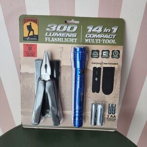 Zoom Blue Flashlight and Silver Multi-Tool Set